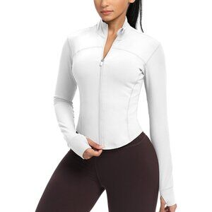Women's Athletic Zip Up Jacket Lightweight Slim Fit Running with Thumb Holes